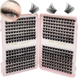 384PCS Individual Lashes Clusters DIY Lash Extensions Book, D Curl Lash Clusters Eyelash Extension at Home