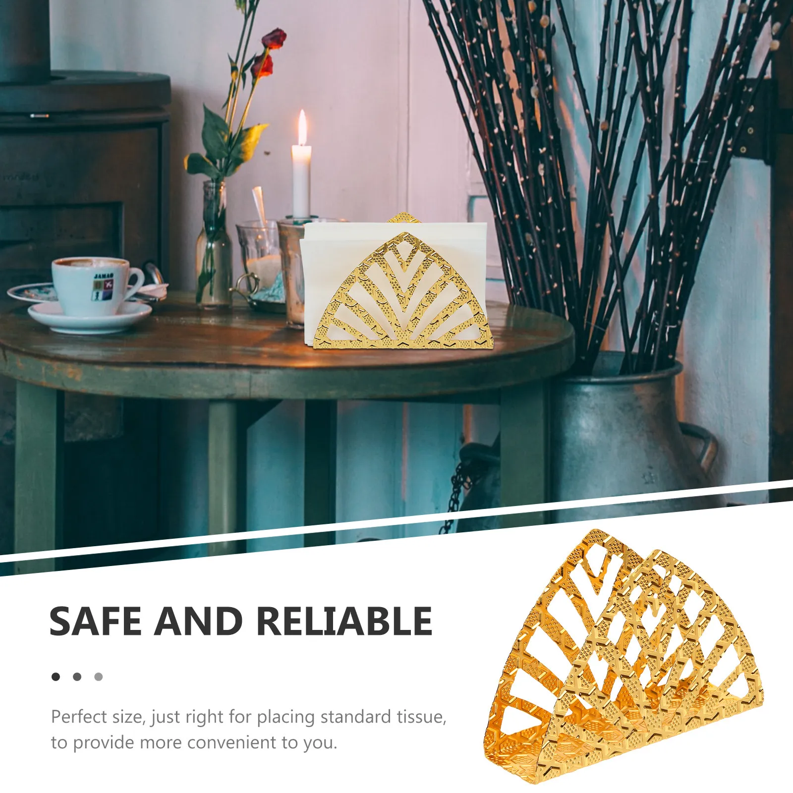 European Style Napkin Holder Iron Tissue Stand Decorative Hollow-Out Table Napkin Rack for Kitchen Dining Room Bar Hotel Home - view 6