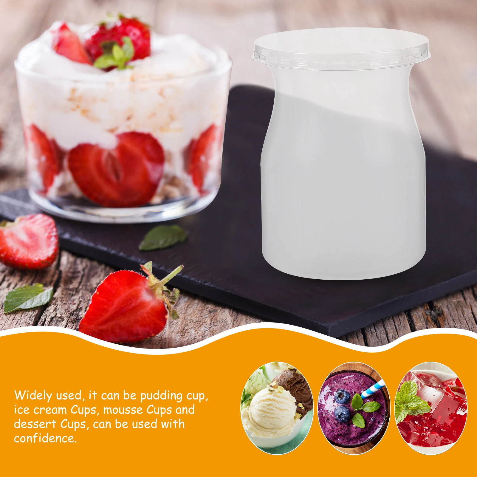 

20 Set Yogurt Bottle Pudding Cups with Lids Frosted Design for Dessert Mousse Storage Containers PP Material Cake Cups