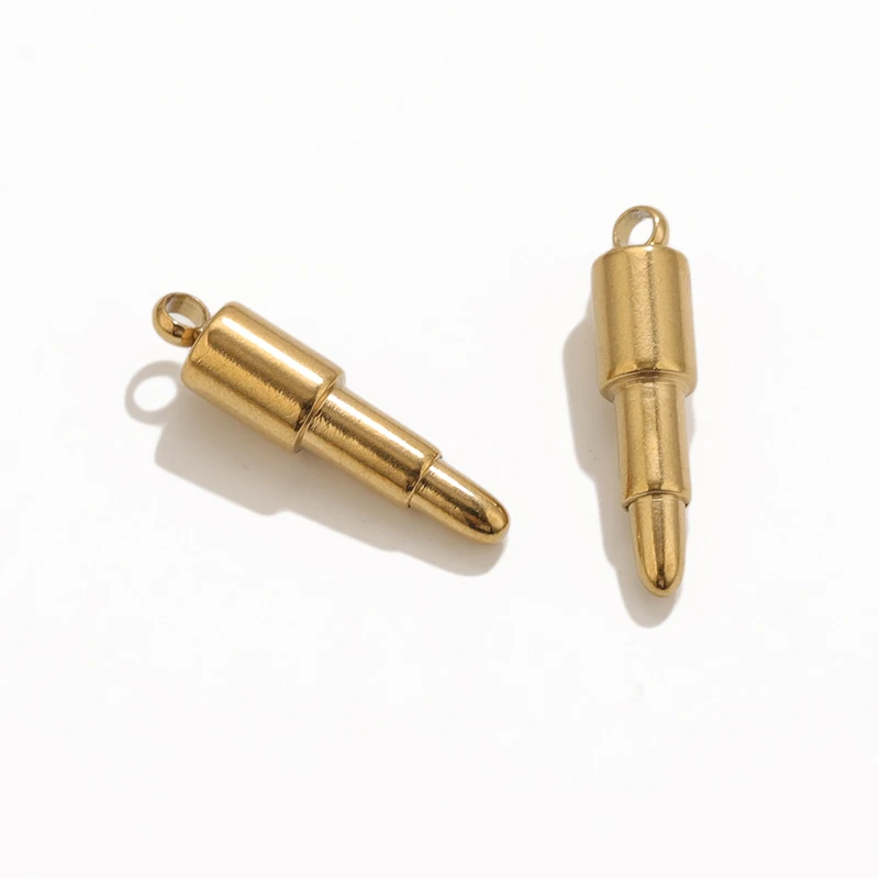 Stainless Steel Gold Plated Bullet Lipstick Charms Pendant for Earring Bracelet Jewelry Making Supplies DIY Accessories