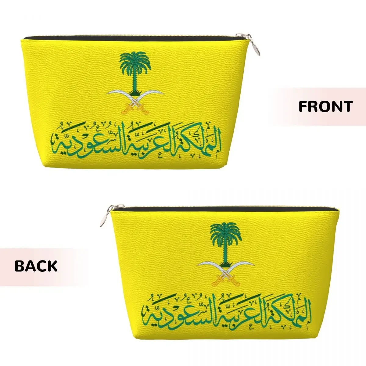 Custom Saudi Arabia Emblem Arabic Calligraphy Toiletry Bag Women Makeup Cosmetic Organizer Lady Beauty Storage Dopp Kit Case