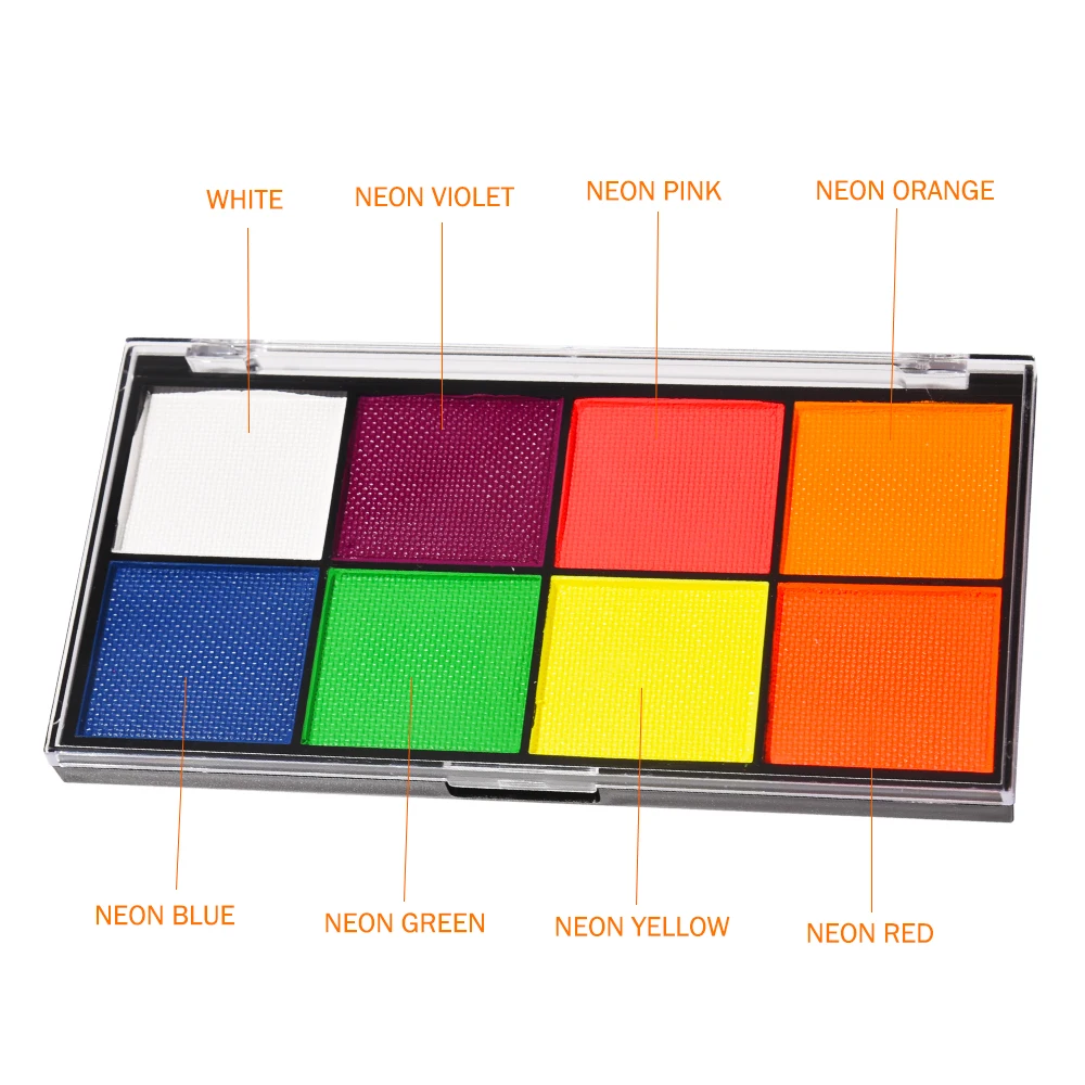 OPHIR Chameleon Color Face Paint Set for Halloween Christmas Makeup Split Cakes Body Painting Rainbow Face Paint Palette RT014