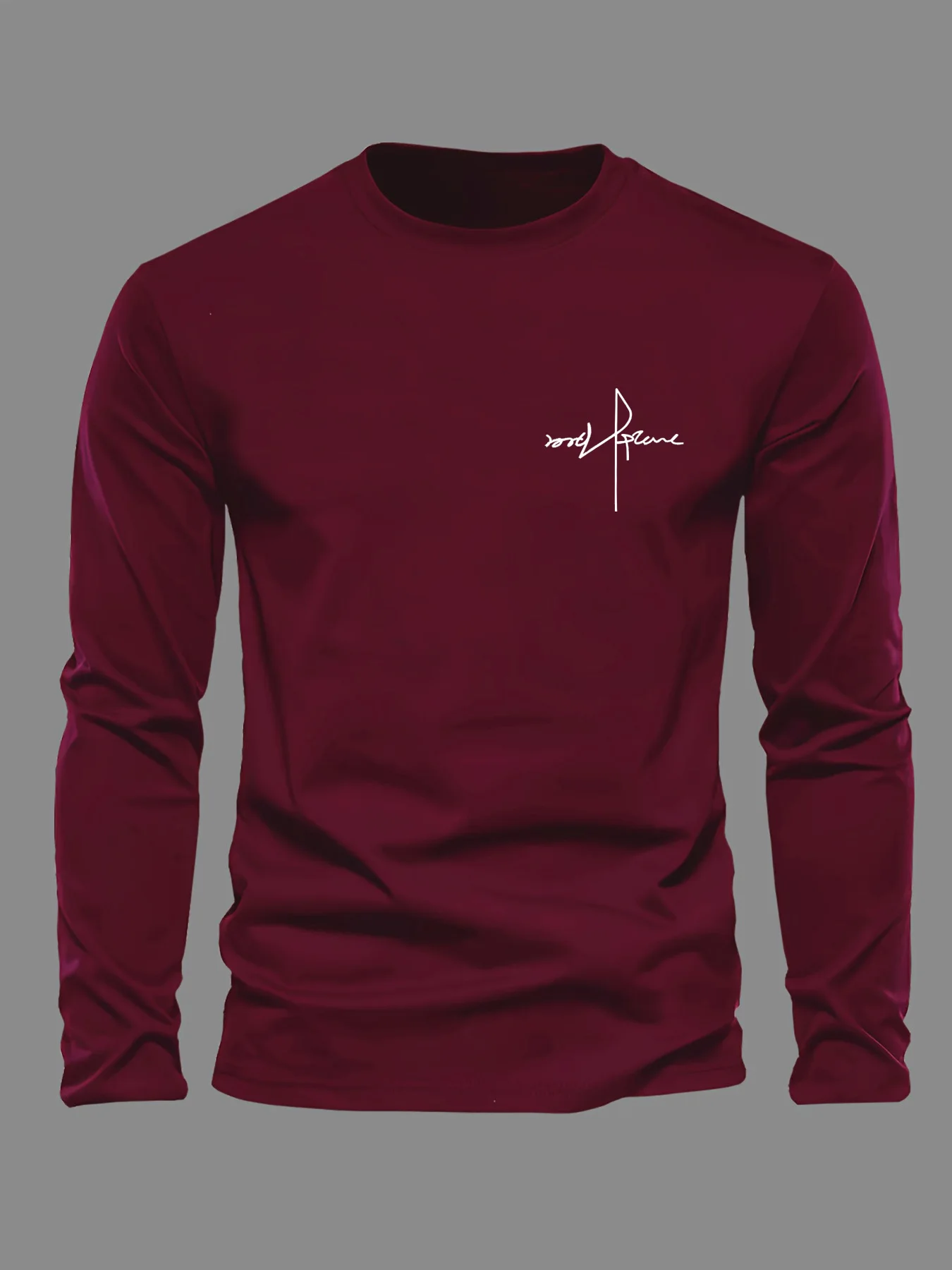 100% Pure Cotton Men's Long Sleeved Round Neck Loose Casual Letter Cross Pattern Printed Spring and Autumn Versatile T-Shirt Top image 6