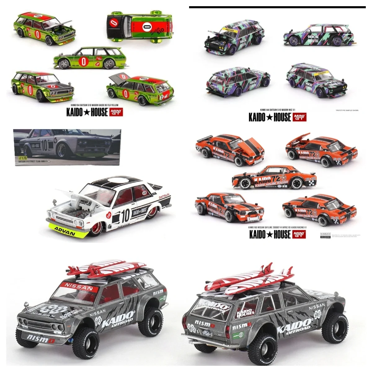 

Mini GT x Kaido House 1:64 Datsun 510 Wagon Skyline 2000GT KPGC10 V1, литая под давлением модель автомобиля, коллекция ограниченного выпуска, игрушки для хобби