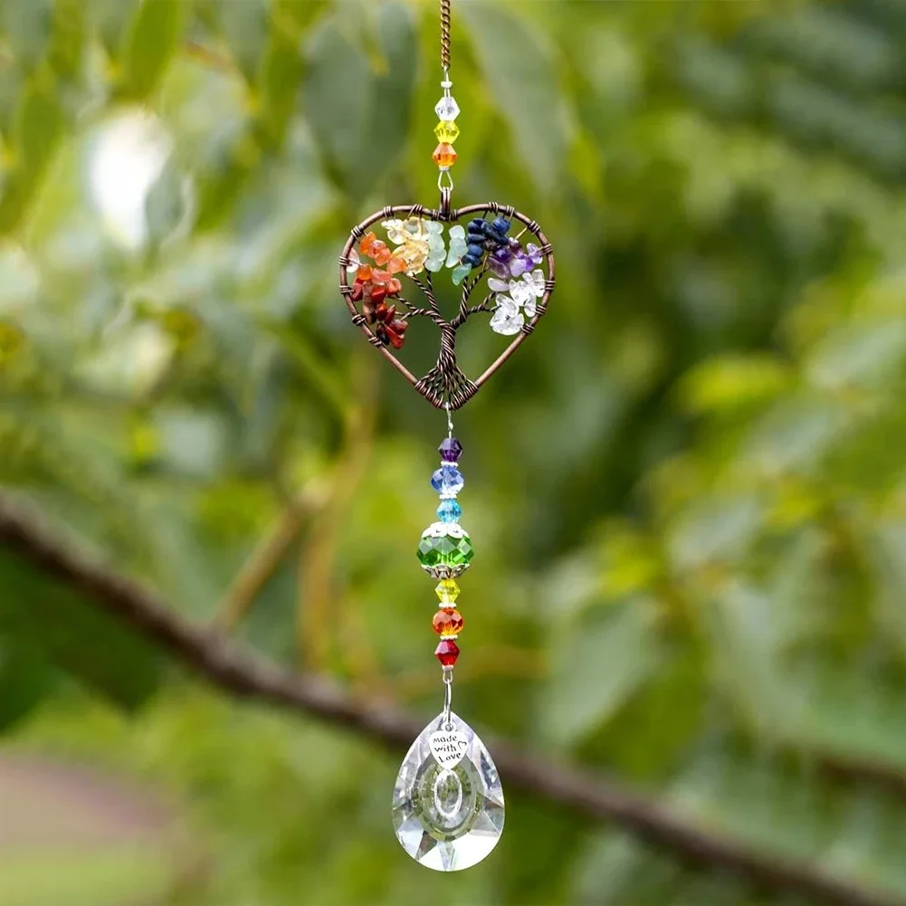 Crystal Sun Catcher Lotus Hanging Suncatcher Rainbow Maker Chakra Light Catcher Stained Glass Window Outdoor Garden Decoration