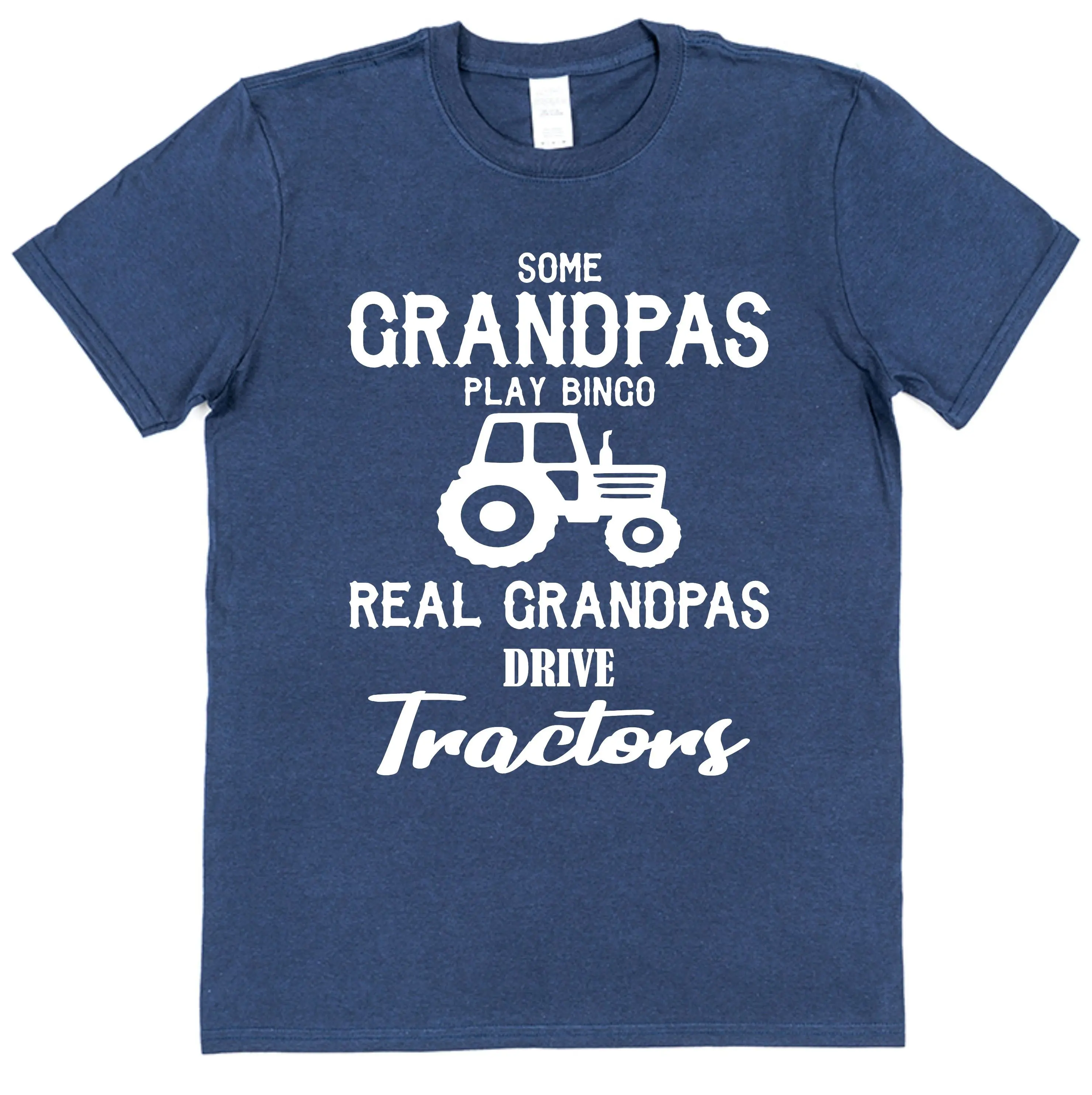 Some Play Bingo Real Grandpas Drive Tractors T Shirt Grandad Present Grandfather Humour Farmer Farm Vehicle Driver