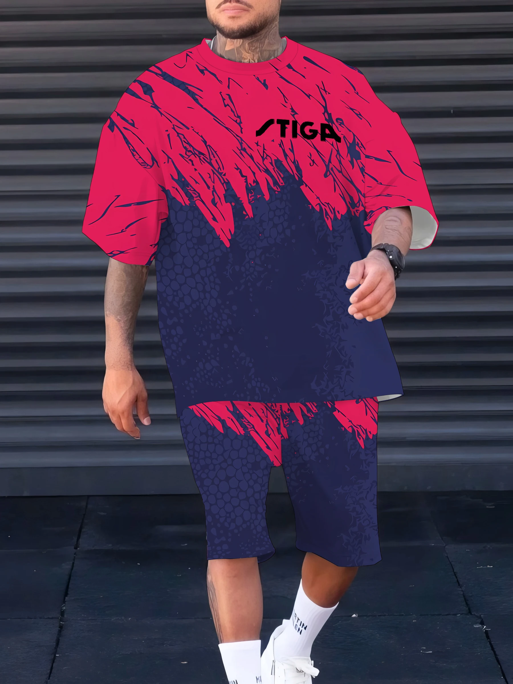 

The 2025 summer new men's suit with letter prints for casual and fashionable outdoor wear