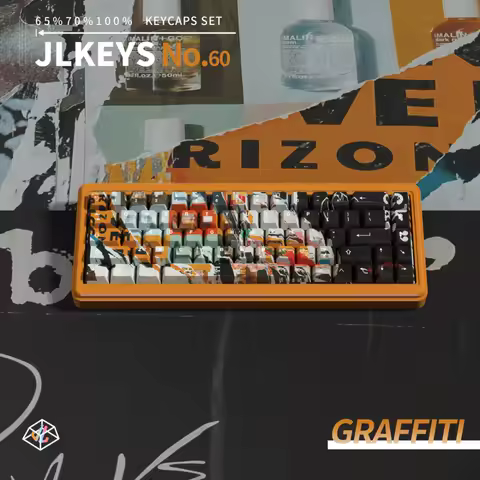 Graffiti Art Theme Keycaps Set Retro Custom Colored Drawing Keyboard Cap PBT Cherry Profile for Mechanical Keyboard Accessories