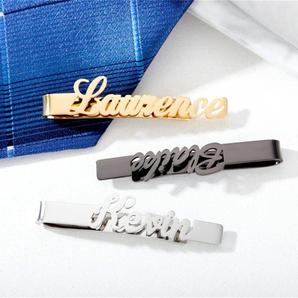 Custom Tie Clip Personalised Name Logo Stainless Steel Personalizado Jewelry Bar Clasp Practical Necktie For Men Boyfriend Gift