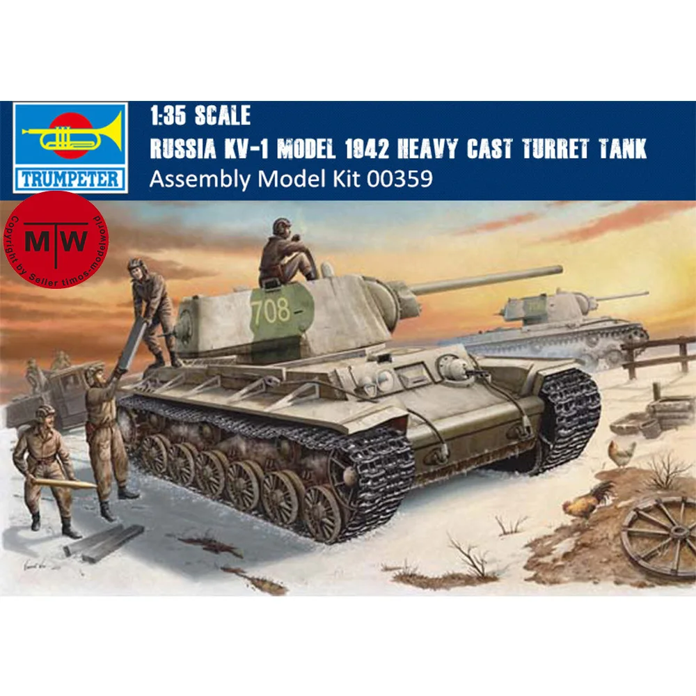 

Trumpeter 00359 1/35 Scale Russia KV-1 model 1942 Heavy Cast Turret Tank Military Plastic Assembly Model Kits