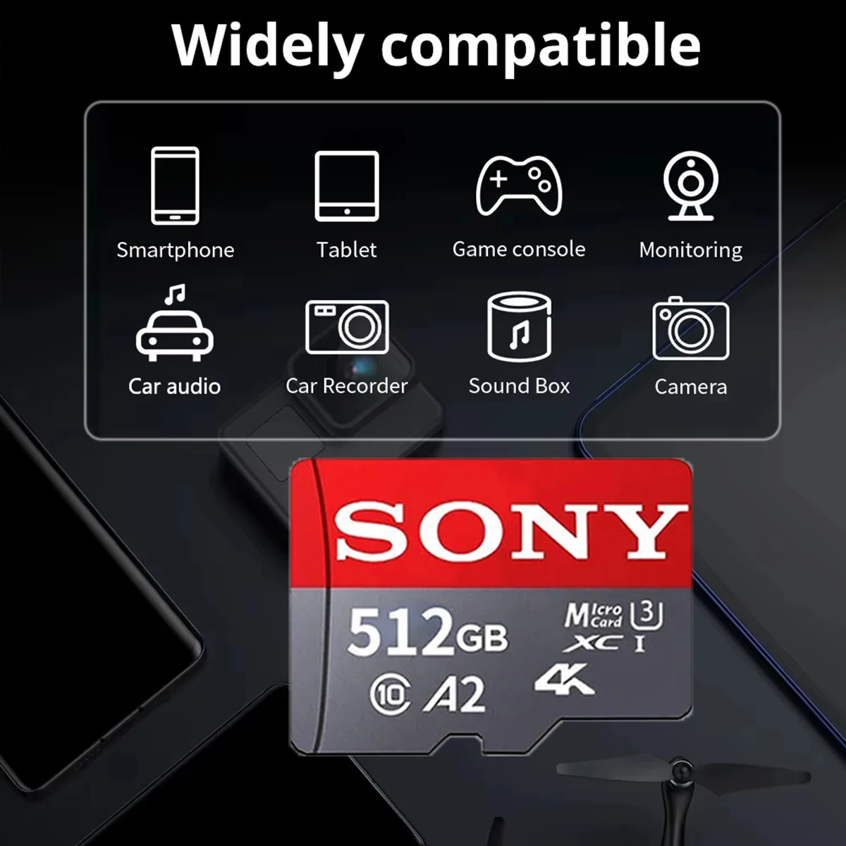 بطاقة ذاكرة أصلية سوني 1 تيرا بايت 64 جيجا بايت 128 جيجا بايت فئة 10 512 جيجا بايت 100 ميجابايت/ثانية 4 كيلو UHS-I بطاقة فلاش مايكرو SD C10 Ultra A2 HC/SDXC