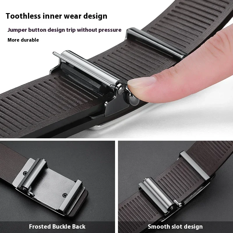 الرجال أحزمة جلدية موضة التلقائي مشبك جلد البقر الذكور أحزمة فاخرة مصمم حزام أسود 105-160 سنتيمتر حجم كبير حزام البنطال الجينز #5