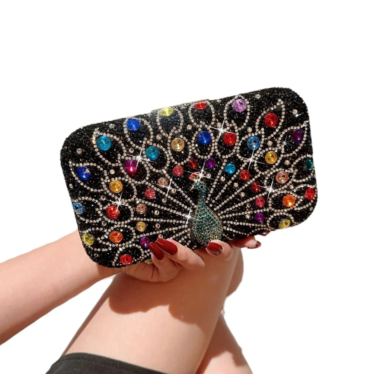 New Diamond Luxury Women Clutch Evening Bag Beautiful Peacock Wedding Crystal Ladies Phone Purse Female Wallet For Party Gift