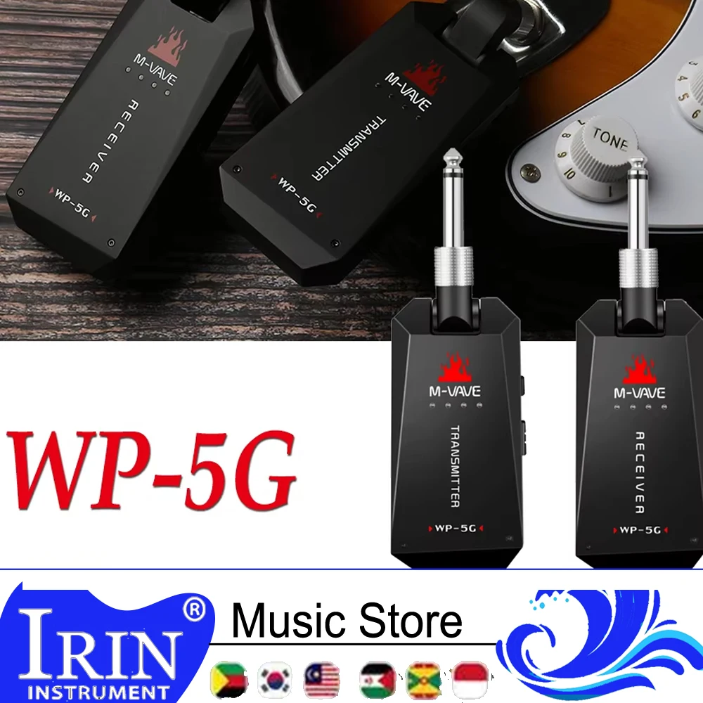 M-VAVE WP-5G 5.8G Wireless Guitar System Rechargeable Audio Transmitter Receiver Guitar Amplifier with Type-C Cable