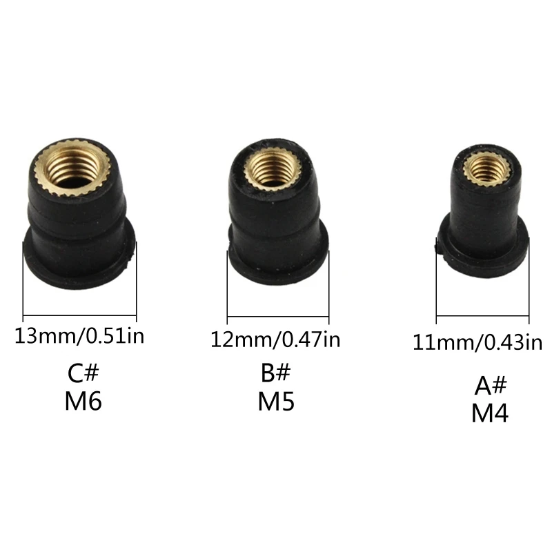 10Pcs Rubber WellNut M6 Metric Motorcycle Windscreen Well Nut Wellnuts Drop Shipping