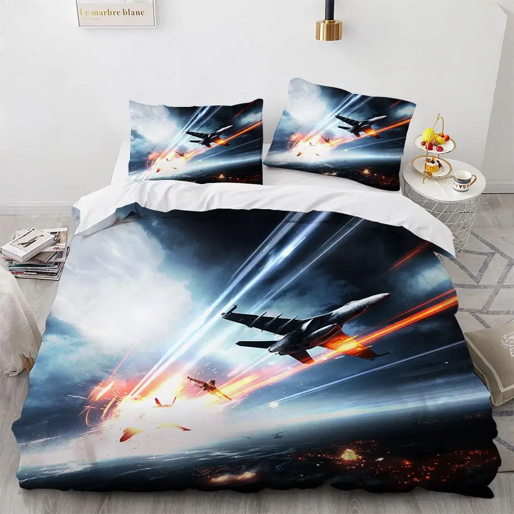 Blaze Fighter Jet Duvet Cover Set King Queen Double Full Twin Single Bed Linen Set