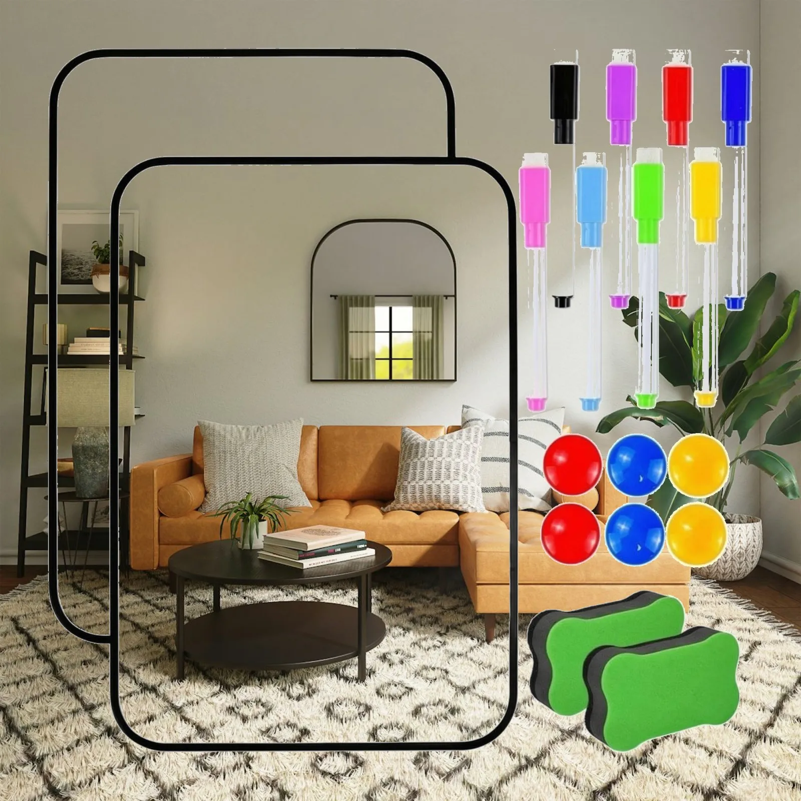 2-pieces-magnetically-attracted-whiteboard-with-markers-versatile-desktop-whiteboard-dry-erase-board-convenient-long-lasting