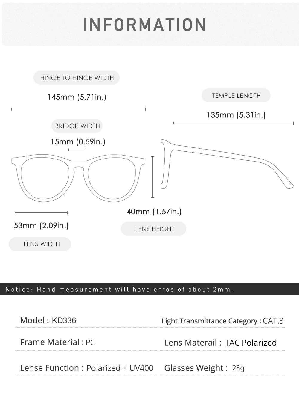 KDEAM Damen-Vintage-Sonnenbrille, polarisierte und photochrome Gläser, Sonnenschutz-Sonnenbrille, weiblich, für Reisen, Fahren, Wandern – Detail 3