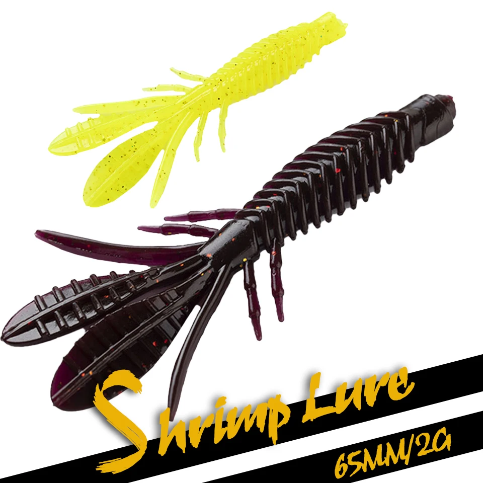 GOBYGO 65MM/2G Floating Shrimp Fishing Bait Artificial Bionic High Elasticity Soft Plastic Lure Craw Barracuda Carp Tackle Pesca