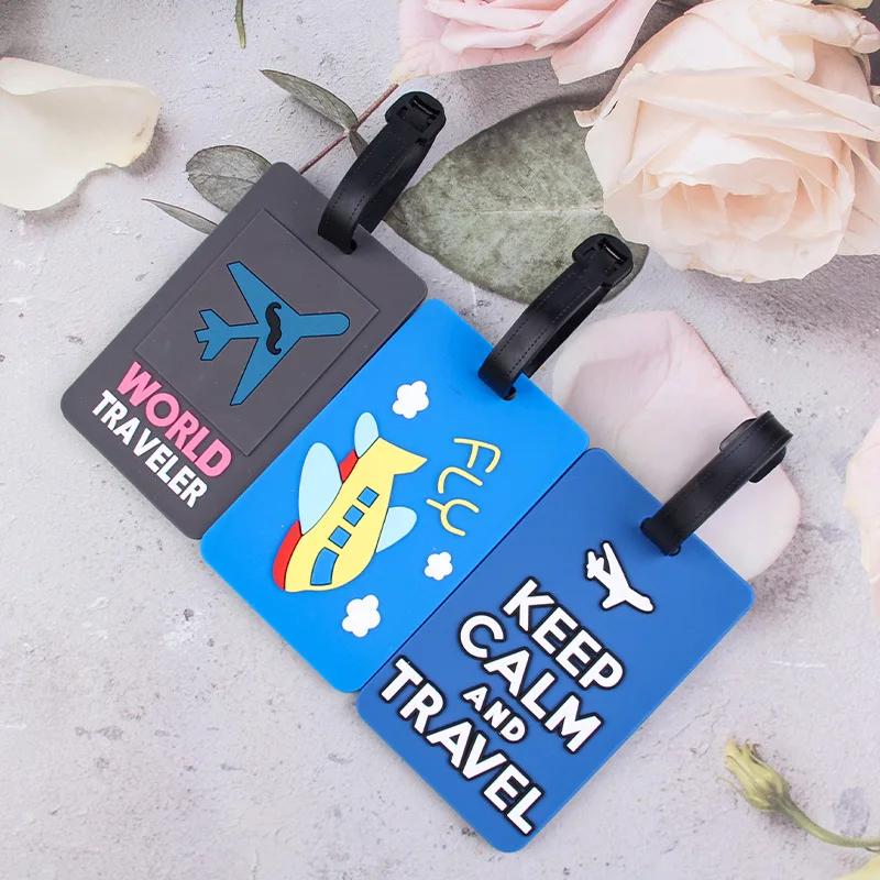 1PCS Airplane PVC Luggage Tag Travel Accessories ID Card for Students for Boys and Girls