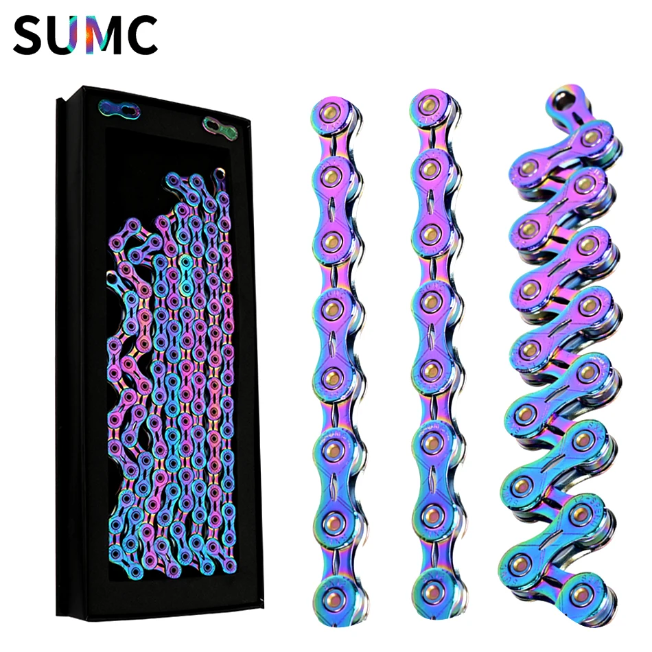 SUMC Rainbow Bicycle Chain 9 10 11 12 Speed 116Links MTB Road Bike Chain, 9V, 10V, 11V, 12V for SHIMANO, SRAM, Bike Accessories