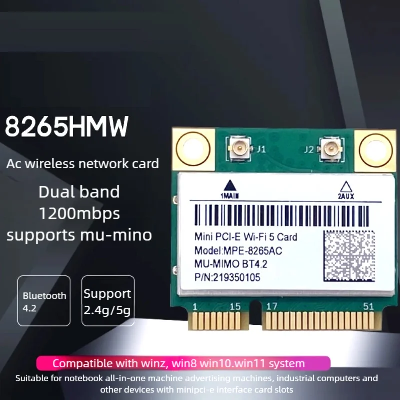 8265AC 8265HMW WiFi5 Dual-Band 5G Placa de rede sem fio para notebook embutida MINI PCIE Bluetooth 4.2