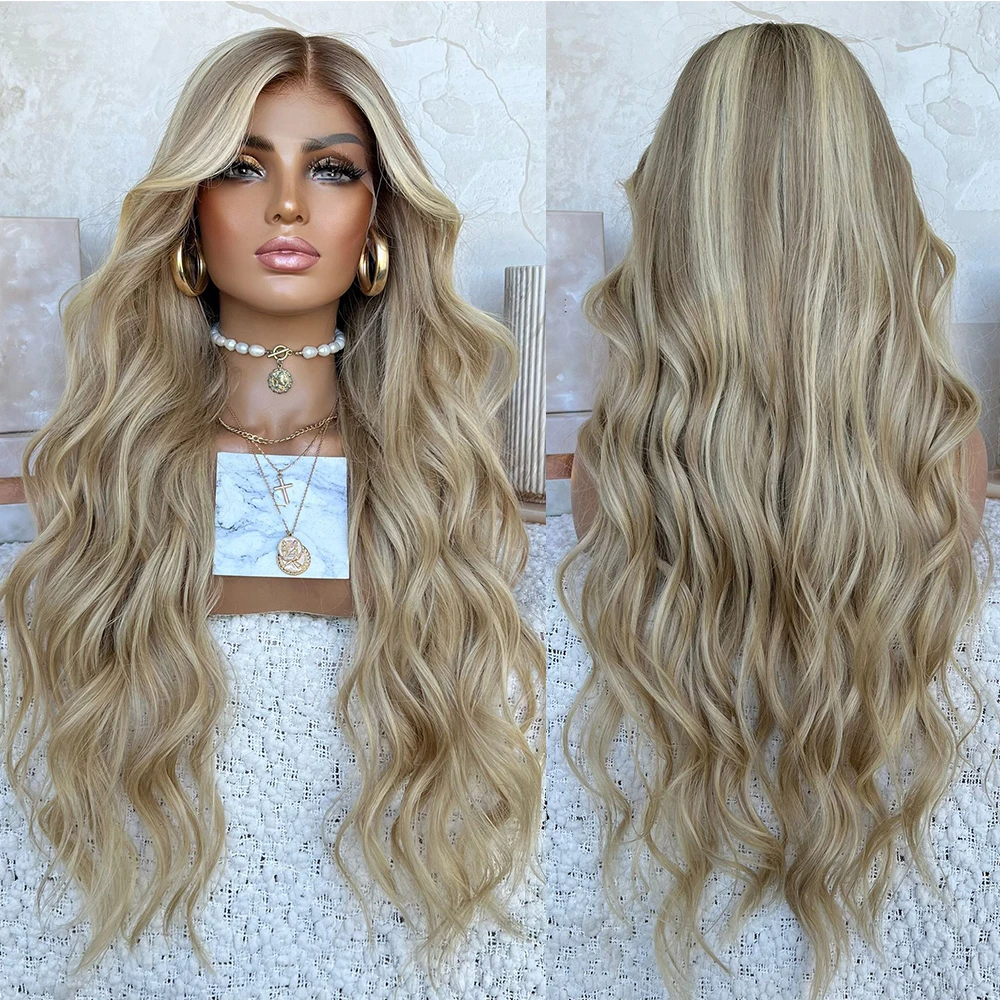 Dark Blonde Roots with Creamy Blonde Highlights HD 13x4 Lace Front Wig 32