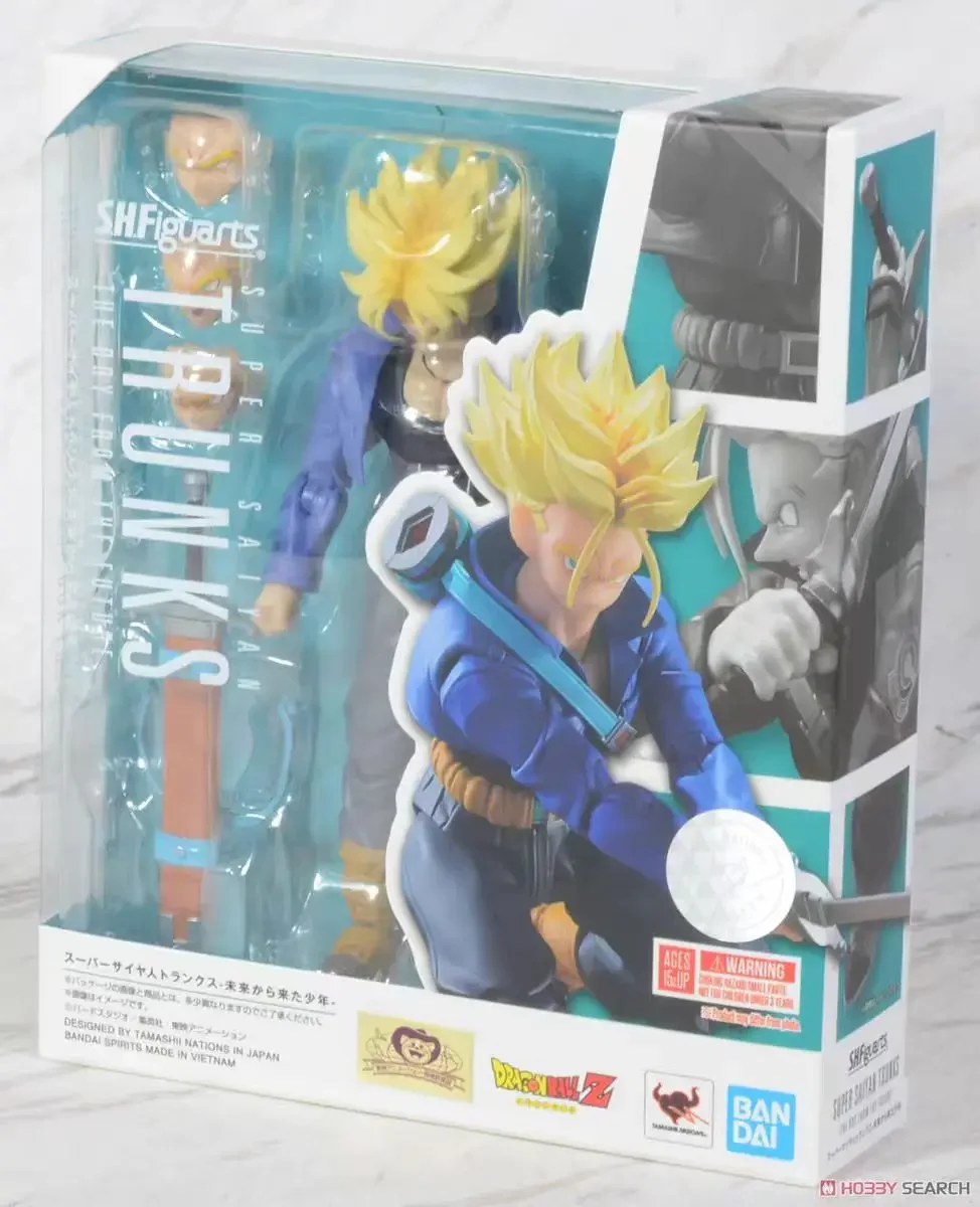 En stock, figuras de acción originales Bandai SH Figuarts SHF Trunks Boy From The Future, colección de figuras de acción de Dragon Ball Z