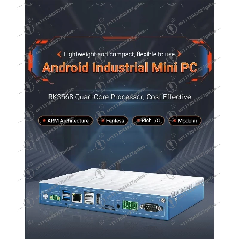 RK3568 Fanless Mini PC 2GB LPDDR4 32GB eMMC Industrial Box Computer Gigabit LAN RS232 4xUSB Edge Computing Gateway