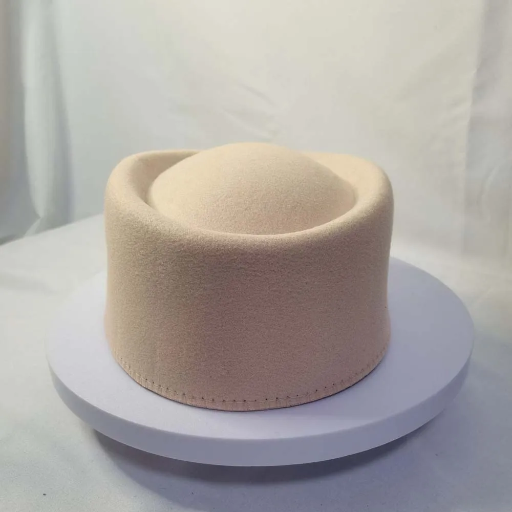 Vintage Looking Pillbox Hat French Style Dome Airline Stewardess Caps Versatile Solid Color Woolen Top Hat Masquerade Party