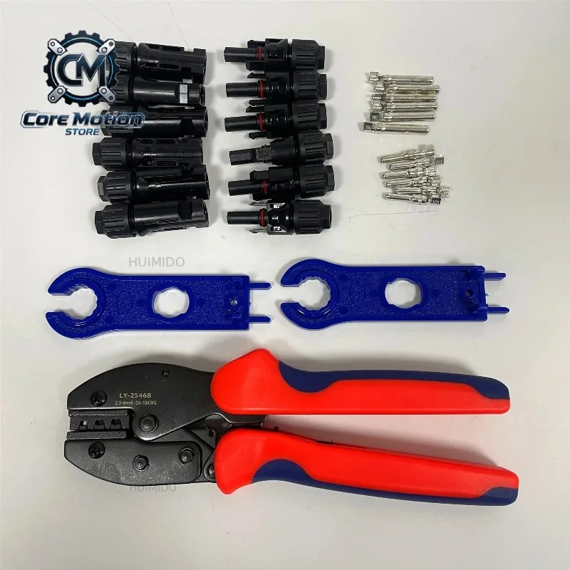 Solar Panel Crimping Tool Kit Set Plier LY-2546B With 6 Pairs Male Female Solar Cable Connectors and Wrench Spanners