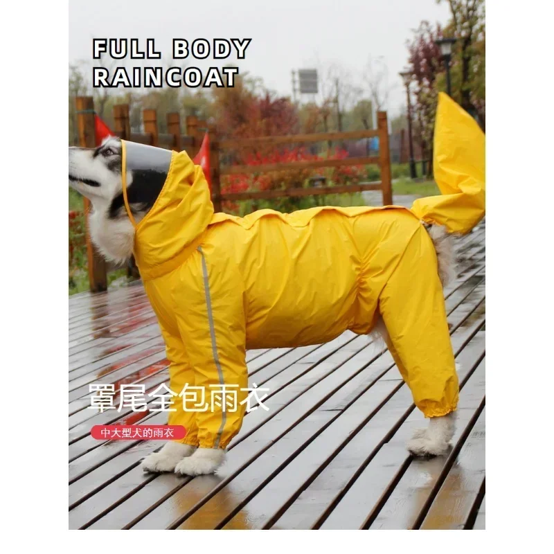 

Retriever Large Four-legged Pet Dogs, Waterproof For Clothes Dog, Raincoat, Raincoat Overalls Golden