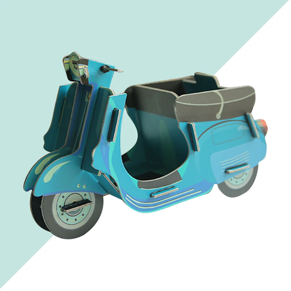 

Decorative Motorbike Design Penholder Creative DIY Storage Box Desktop Pen Container Organizer Paper Stationary Supplies Size