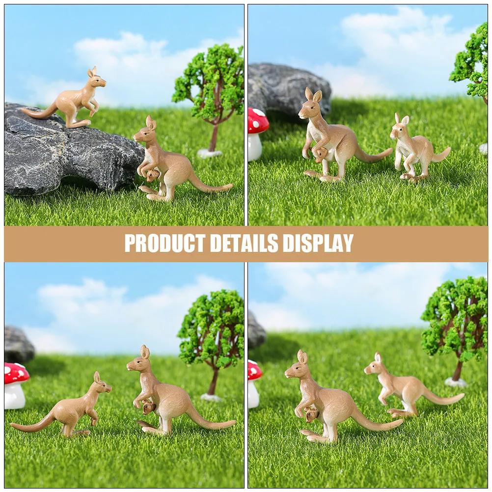 

4Pcs Miniature Kangaroo Ornament PVC Micro Landscape Decor Small Garden Bonsai Desk Table Cabinet Decoration Vivid Realistic
