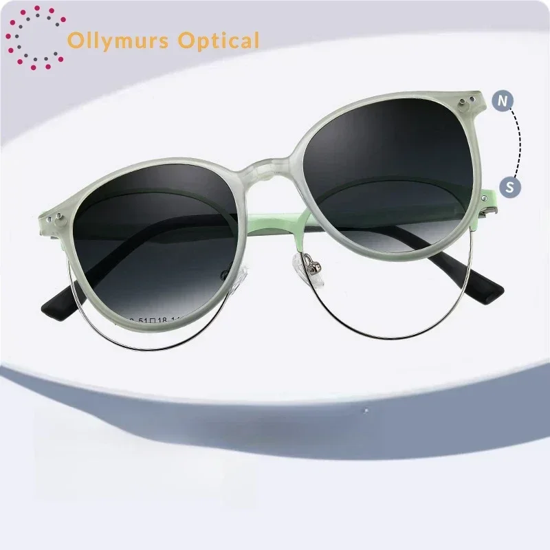 

Магнитные поляризационные солнцезащитные очки Ollymurs с диоптриями для мужчин и женщин, с клипсами на оправу, ретро-круглые, для чтения, оптические очки с защитой от УФ400