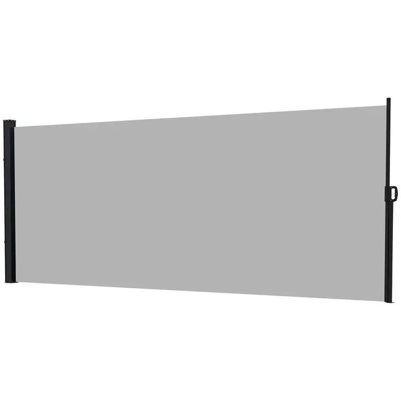 Paravent d'extérieur extensible Outsunny pour terrasse/chambre, 4L x 1,80H m, en aluminium. Polyester résistant aux UV, haute densité, 180 g/m², gris clair