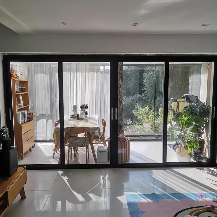 Personalized Design Interior Sliding Door Panoramic Aluminum Sliding Glass Door Affordable Kitchen Partition Glass Sliding Door