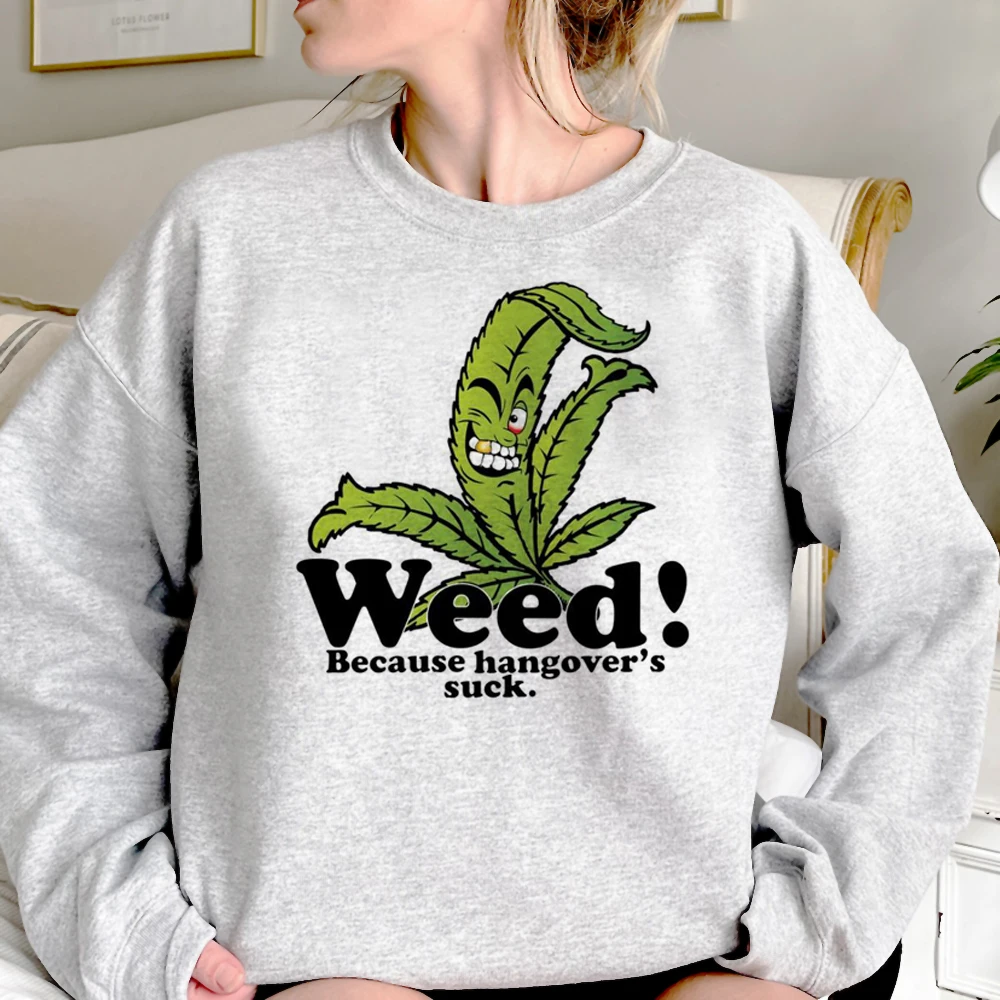 Bong Weed hoodies women anime long sleeve top Winter  aesthetic sweater Pullover female 90s sweatshirts