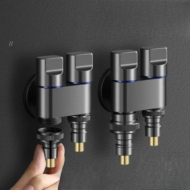 

Bathroom washing machine faucet brass body, one inlet and two outlet water inlet valves