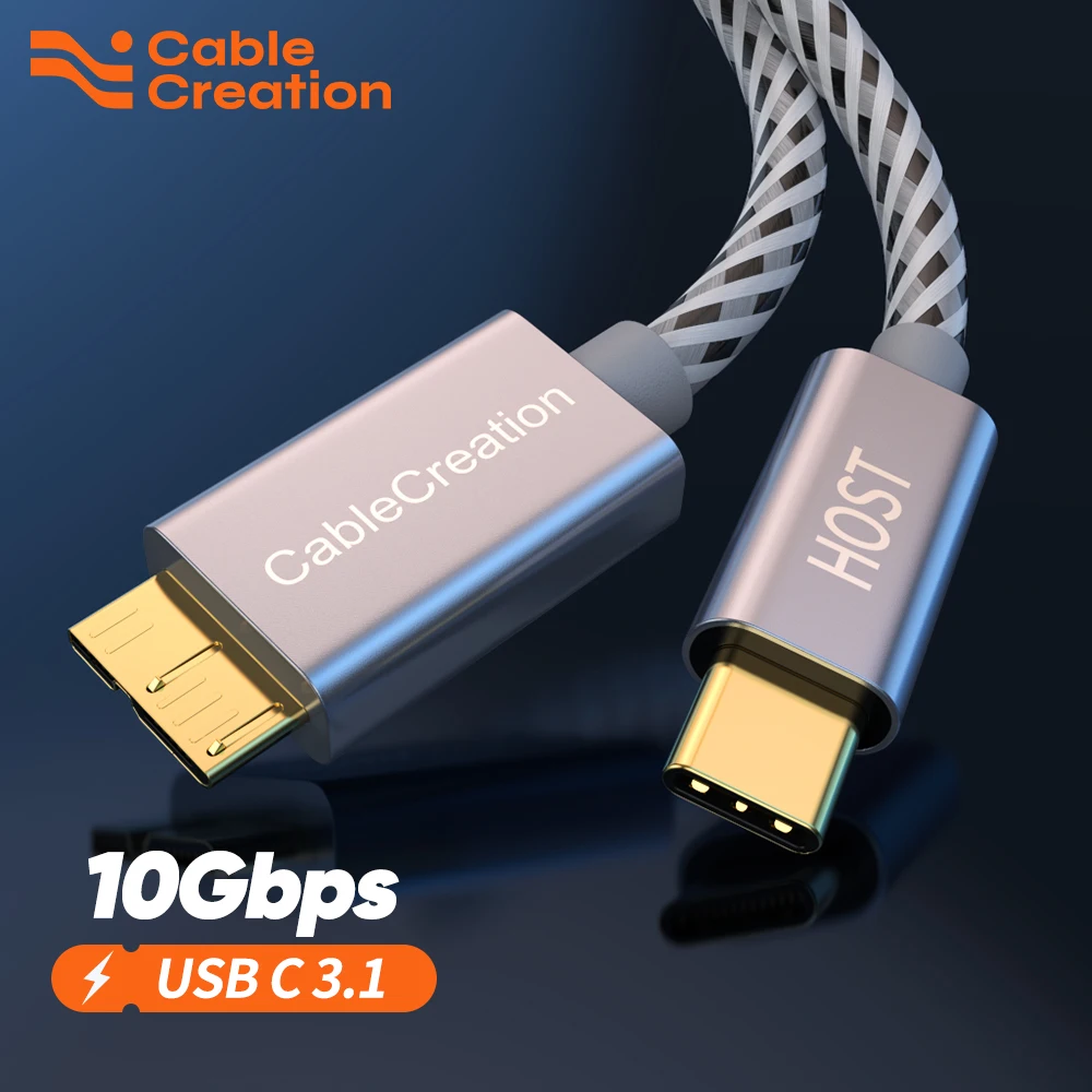 CableCreation Type USB C 3.1 to Micro B Cable 10Gbps Fast Data External Hard Drive Disk Cable for SSD HDD PC MacBook Pro 0.3m 1m