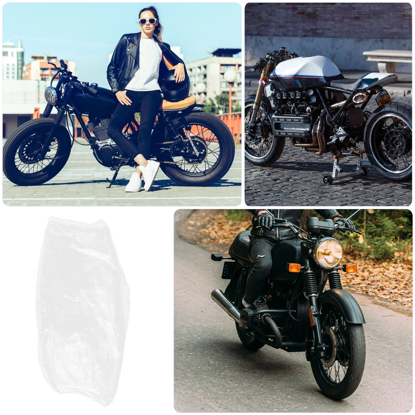 Housse de protection transparente jetable pour moto, 4 pièces, pour voiture, Scooter, vélo