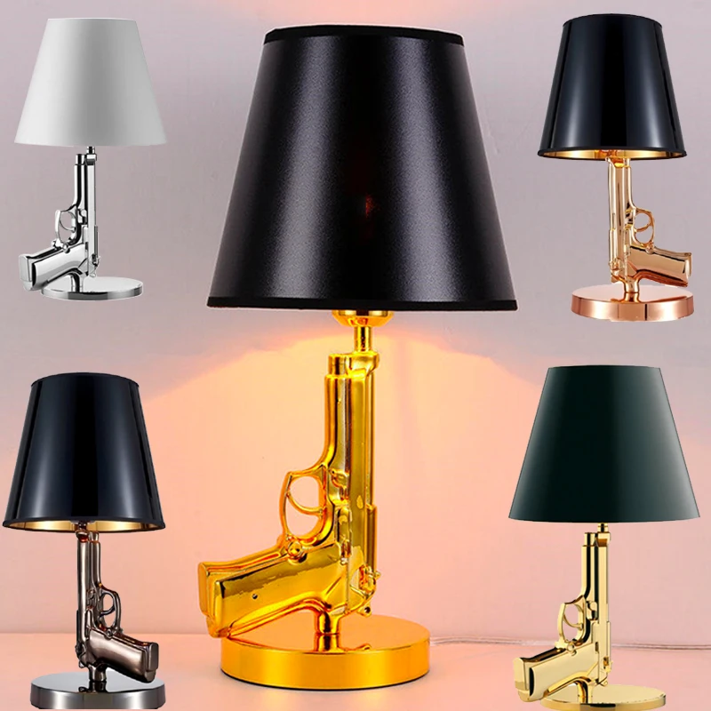 Silber schwarz vergoldet Pistole Hotel Nachttisch lampe, kreative ak47 lange kurze Pistole Tisch lampe, Stehlampe, Kunst Dekor Licht