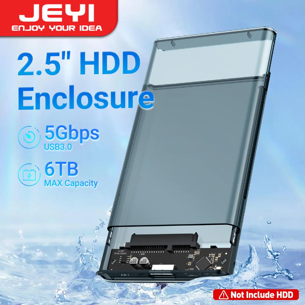 JEYI 2.5 Inch HDD Enclosure with USB3.0 5Gbps Tool Free SSD Enclosure External HDD Adapter for 7-9.5MM 2.5