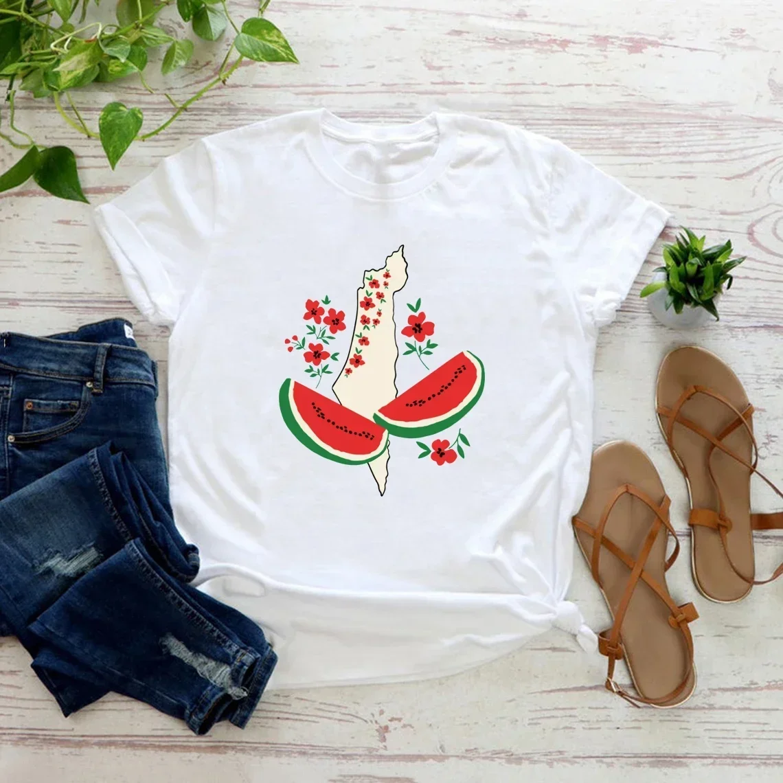 Camiseta This Is Not A Watermelon, divertida camiseta de sandía para mujer, ropa gráfica de manga corta para mujer, Tops de moda urbana Y2K