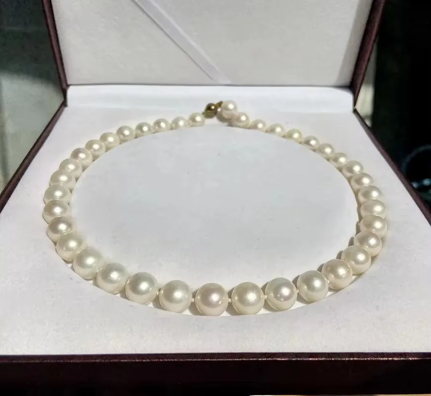 Special Price 11-12mm Natural White Genuine Pearl Necklace for Women, Round Pearl,Beads Necklace,Fine Jewelry,Wedding/Date