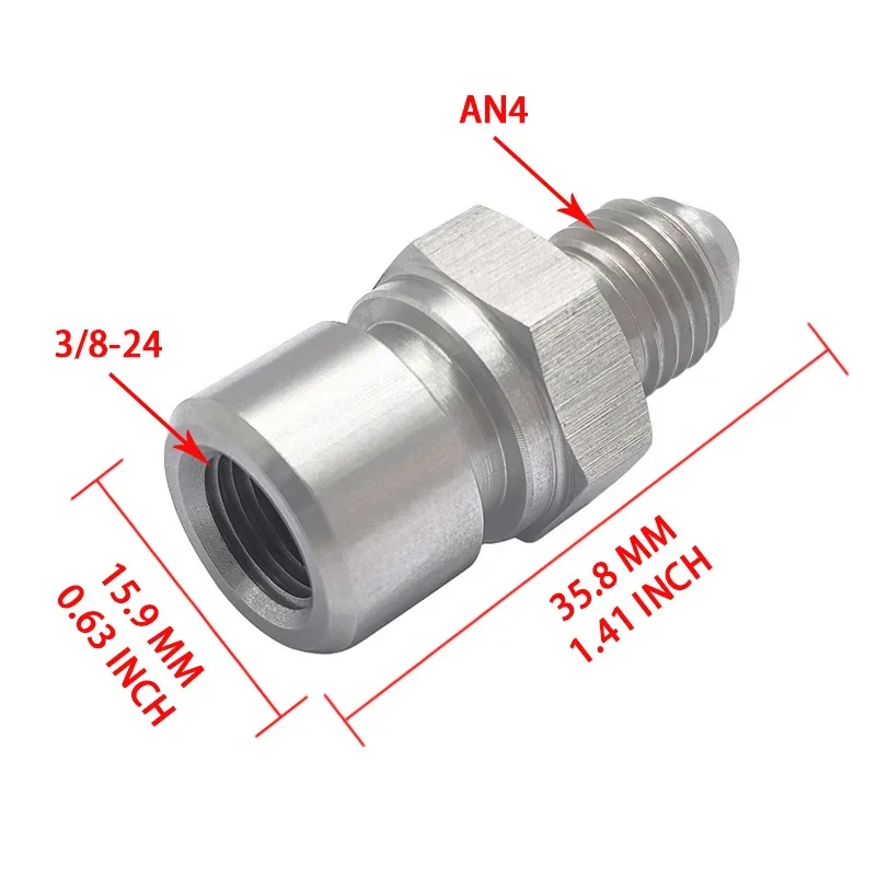 Raccordo adattatore linea freno femmina svasato invertito metrico 4AN 3AN maschio a 3/8-24 M10 in acciaio inossidabile