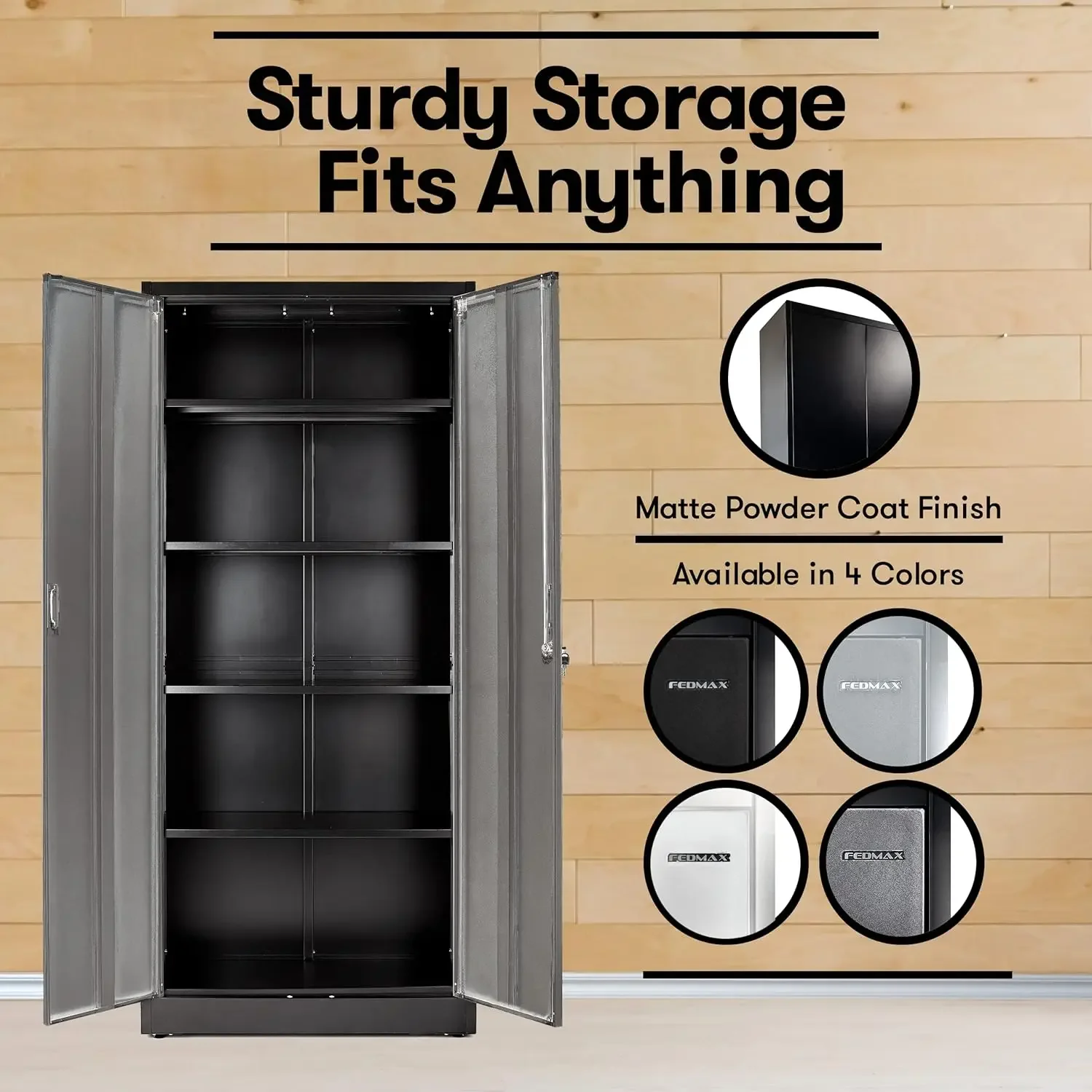 Fedmax Metal Garage Storage Cabinet - 71inch Tall Large Steel Utility Locker with Adjustable Shelves & Locking Doors