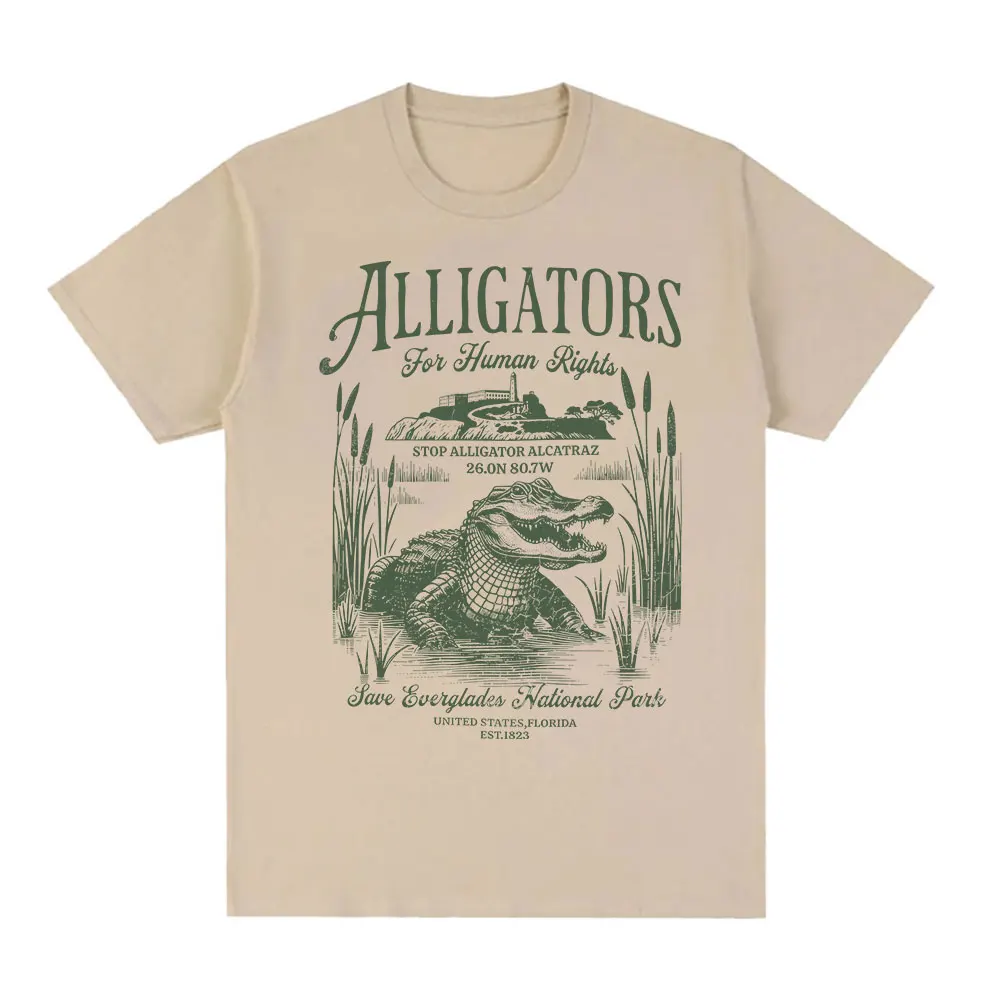 

Stop Alligator Alcatraz Funny Meme T Shirt Alligators for Human Rights Print Short Sleeve T-shirt Men Women 100% Cotton Tshirts