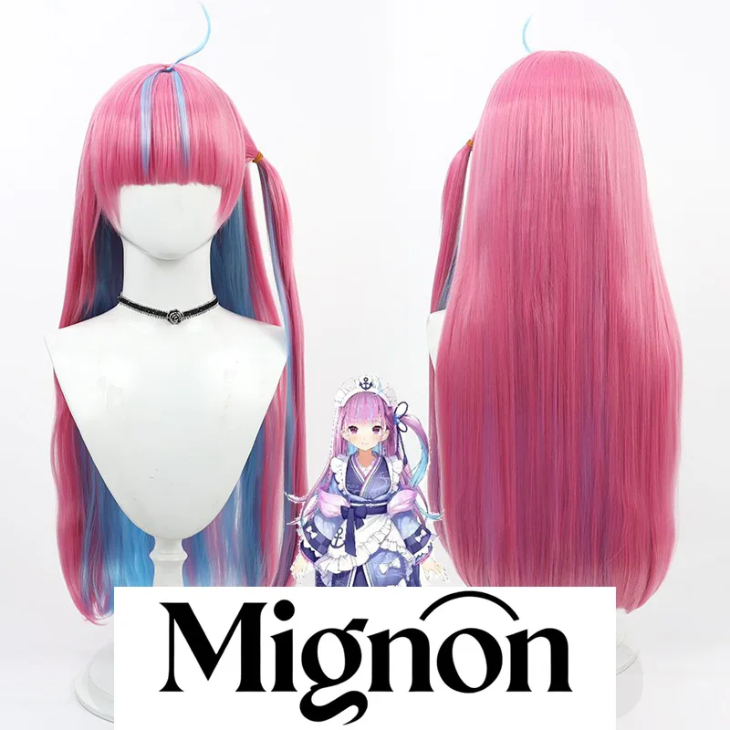 Hololive VTuber Minato Aqua peruca cosplay integrada longa pequena trança presente de Halloween