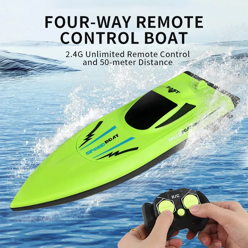 Kids 2.4G Dual-Motor Remote Control Speedboat Waterproof Electric Toy Boat for Swimming Pool And Outdoor Play